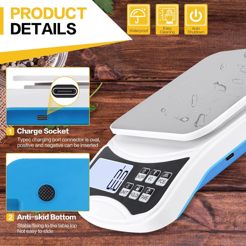 PAKRYS Digital Lab Scale 5000g x 0.1g LCD Display Analytical Balance Jewelry Scale with Charging Precision Electronic Scale Scientific Scale 0.1g Accuracy for Laboratory Kitchen Measurement - Image 5